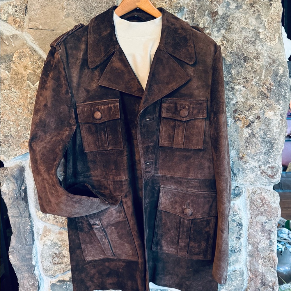 Vintage Men's Brown Suede Jacket - Picture 3 of 12